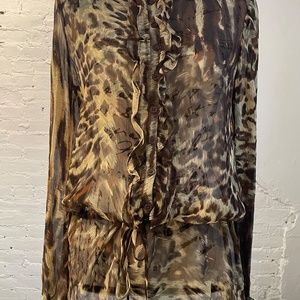 Cabi Leopard Silk Blouse